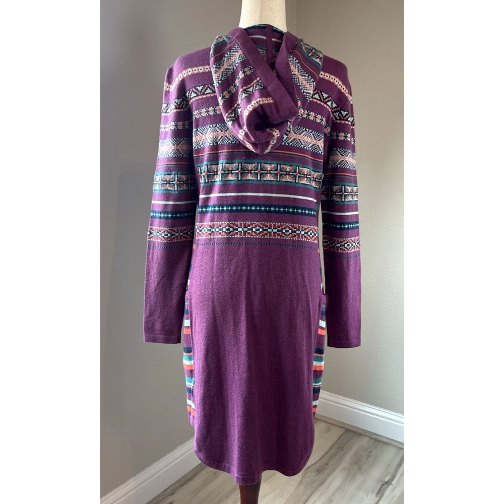 Smartwool NEW womens hooded wool knee length colorful sweater dress Medium - Picture 3 of 7